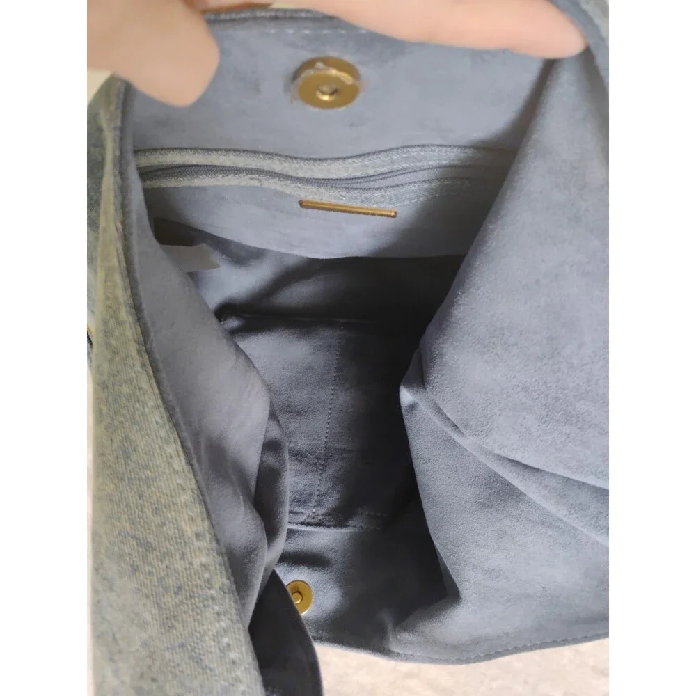 Steve Madden Denim Jean Hobo Slouch Shoulder Bag Blue Bdempsys EUC